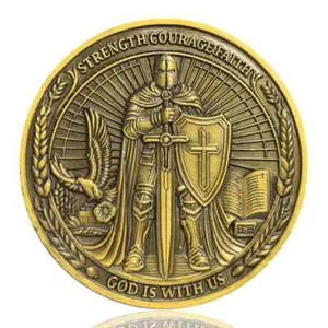 Christian Armor Of God Challenge Coin Joshua 1:9 Inscription Faith Coin - Picture 1 of 6