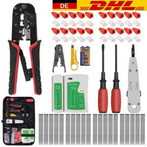 NETZWERK WERKZEUG SET ELEKTRONIK CRIMPZANGE LAN LSA KABELTESTER RJ45,RJ11 - Bild 1 von 14