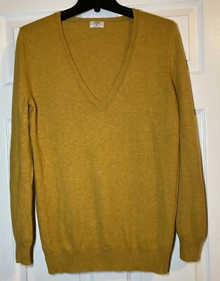 Wallace Mustard Yellow VNeck Wool Cashmere Blend Sweater Womens Size Medium - Image 1 of 4