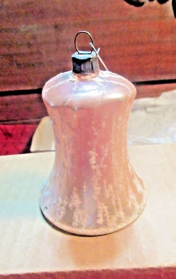Antigua campana de vidrio de mercurio esmerilado con clapper de vidrio adorno de Navidad alemán Foto 1 de 4