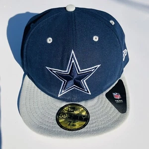 Dallas Cowboys New Era 59Fifty NFL Football Blue Grey Logo Fitted 7 1/8 Hat Cap - Picture 1 of 9