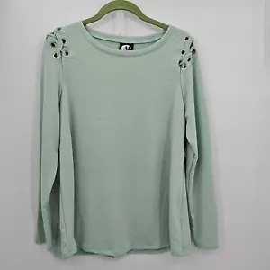 A&I Shirt Blouse Top Size Small Mint Green Long Sleeve Crew Neck - Picture 1 of 10