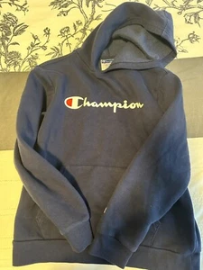 Champion Boys Navy Blue Hoodie Side M - Picture 1 of 2