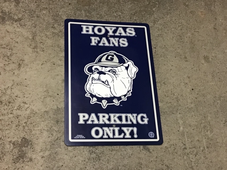 NCAA Georgetown Hoyas Basketball Football Plastic Parking Sign 12x18 Size FREESP - Image 1 of 1