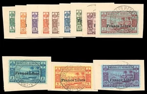 New Hebrides - French 1941 "France Libre" Ovpt set VFU. SG F65-F76. Sc 67-78. - Picture 1 of 1