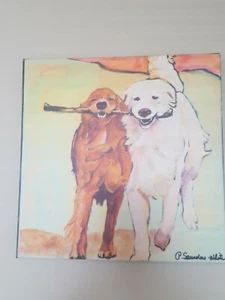 Two Dogs Modern Home Decor Oversized Wall Art On Canvas By P Saunders White - Picture 1 of 5