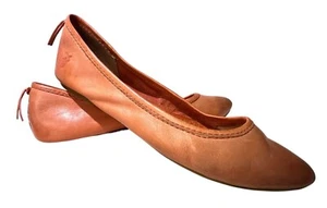 Frye Womens Pointed Toe Leather Ballet Flats Tan Sz 6.5 Orange Regina preowned - Picture 1 of 10