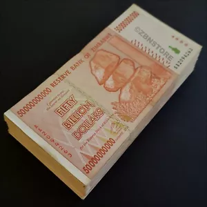 100 x 50 Billion Dollars Zimbabwe 2008 100PCS Bundle Circulated + COA Authentic - Picture 1 of 5