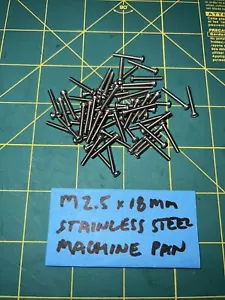USA Stock 100 PZ M2,5 x 18MM Acciaio Inox Testa Padella Macchina Vite Phillips - Foto 1 di 3