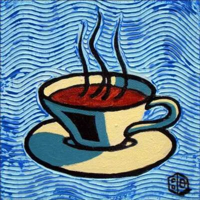 Blue Coffee Cup Accent & Decor Tile Beaman Cole Art BCA001AT - Image 1 of 2