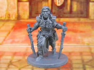 Dark Elf Warrior Dual Wielding Swordsman Mini Miniature Figure 3D Printed Model - Picture 1 of 5