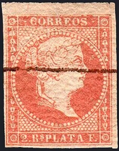Antillas - Edi * 9 - 1857 - 2 reales - Raya Tinta (Muestra) - Picture 1 of 1