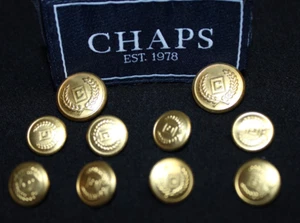 Chaps Blazer Replacement Buttons 10 Gold Brass Sport Coat Ralph Lauren - Picture 1 of 3