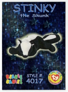 Ty Beanie Babies BBOC STINKY (Skunk) Teal Wild Card S3 Series 3 Card - Picture 1 of 2