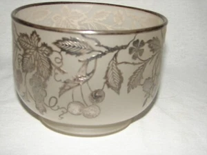 Antike Sterling Silber Überfang Schale Elegant Satiniert Glas Kristall Schale - Bild 1 von 9