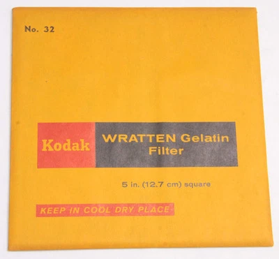 Kodak No. 32 Wratten Gelatin Filter 127mm x 127mm 5x5" Square Old SEALED F30B - Image 1 of 2