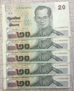 Thailand 20 Baht, 2003, Set of 5 Sequential Banknotes, P-109a.6, UNC - Picture 1 of 2