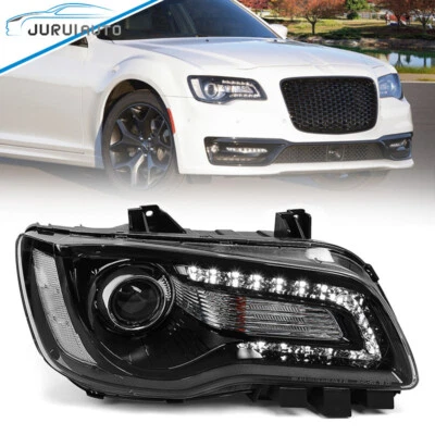 Passenger Headlight For 2015-2023 Chrysler 300 Black Halogen LED DRL Lamp Right Foto 1 de 4