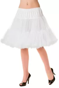 White Rockabilly 20 Inches Retro Super Soft 50's Light Petticoat BANNED Apparel - Picture 1 of 1