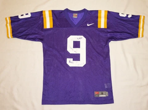 Vintage Nike Team LSU Joe Burrow Football Jersey Distressed Print Adult Small 9 Cover