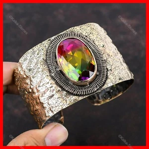 Brazalete Brazalete Ovalado Natural Multi Turmalina Compromiso Nuevo Envuelto en Alambre Cobre - Imagen 1 de 6
