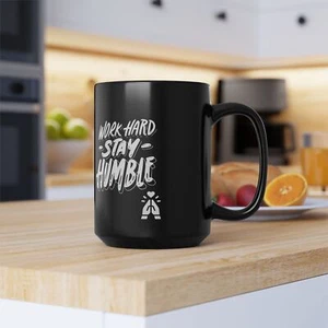Work Hard Stay Humble Black Mug (11oz, 15oz) - Picture 1 of 15