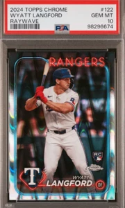 2024 Topps cromo - refractor RayWave #122 Wyatt Langford (RC) PSA 10 gemas como nuevo - Imagen 1 de 2