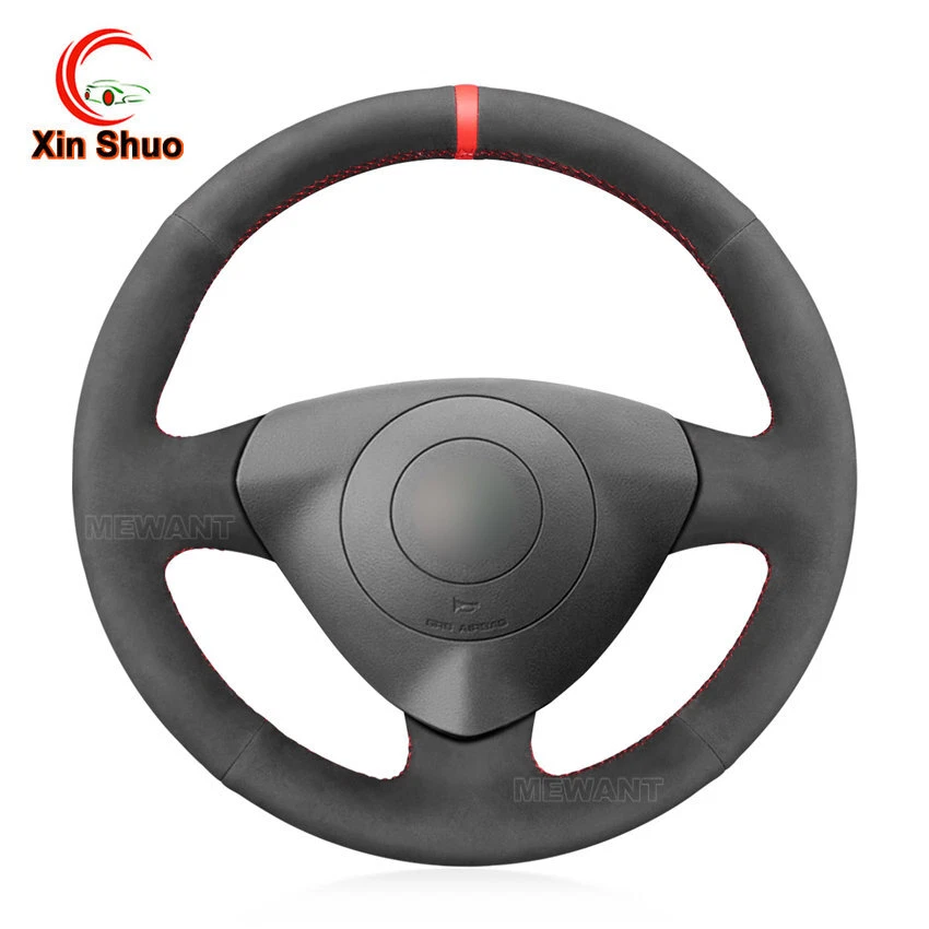 Cubierta de volante de coche de gamuza negra para Alfa Romeo 147 156 Crosswagon 2000-2009 Foto 1 de 4