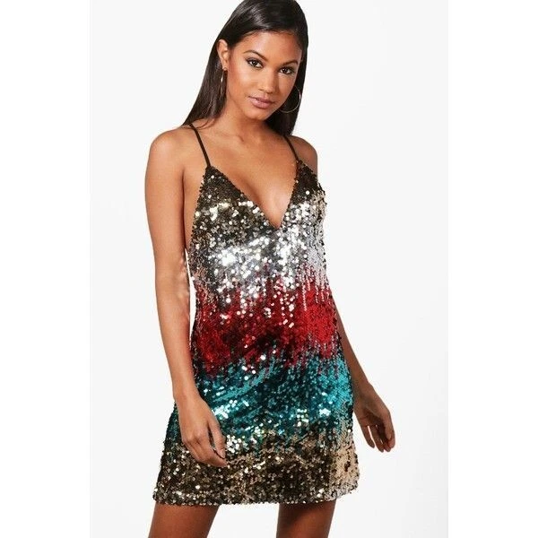 BOOHOO TALL MYLA LENTEJUELAS MINI VESTIDO UK 16 NUEVO CON ETIQUETAS Foto 1 de 4