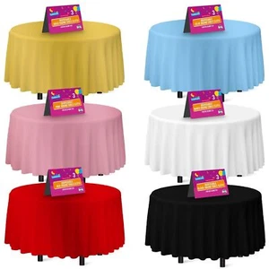 3-6 Housses de Table Plastique Rondes 1,4M Nappe Jetable Essuie Nettoyer Nappe de Fête - Photo 1/47