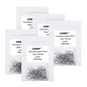 5 packs AZDENT Dental Orthodontic Short 0.010 Wire Preformed Ligature Ties - Picture 1 of 9