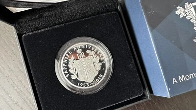 Piedfort 2018 United Kingdom 65th of Queen CORONATION Silver Proof Coin - Image 1 of 4