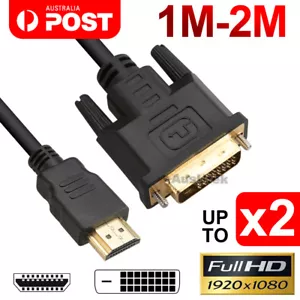 HDMI to DVI Cable Male DVI-D for LCD Monitor Computer PC Projector DVD Cord Lead - Picture 1 of 7