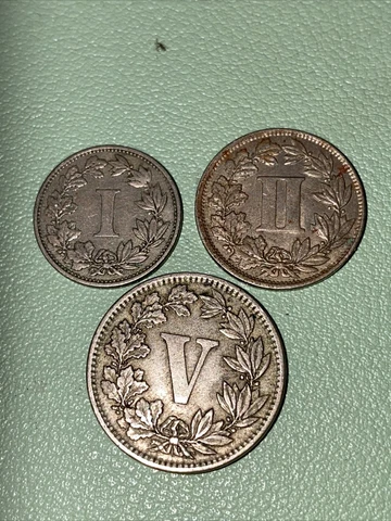 MEXICO 2nd Republic 1883 1 &2 Centavo 1882 5 Centavos CN Lot of 3 Cover