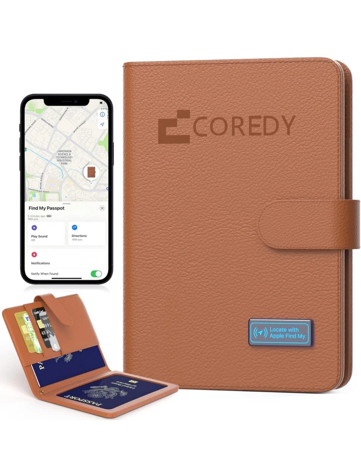 Coredy Passport Holder with Bluetooth Tracker