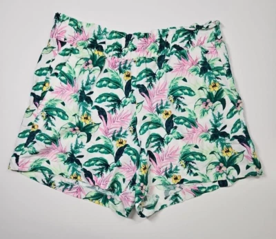 Loft Women's Lightweight Tropical Print Linen Blend Pull-On Shorts Size Small - Image 1 of 4