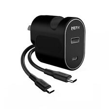 EFM 30w Dual Port Wall Charger With Usb-c Cable Black for Samsung Google Pixel