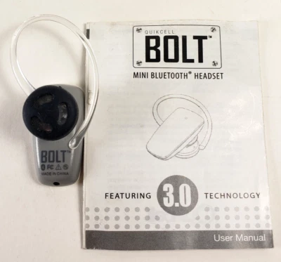 QuikCell BOLT 3.0 Mini Bluetooth Headset Earpiece Wireless Call MicUSB - Image 1 of 4