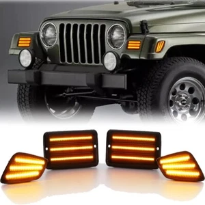 4PC Smoke Bumper Signal Fender Side Marker Lights For 1997-2006 Jeep Wrangler TJ - Picture 1 of 11