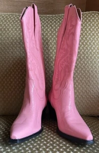 Free People Jeffrey Campbell Dagget Pink Patent Leather Western Boots NEW 9.5 - Picture 1 of 24