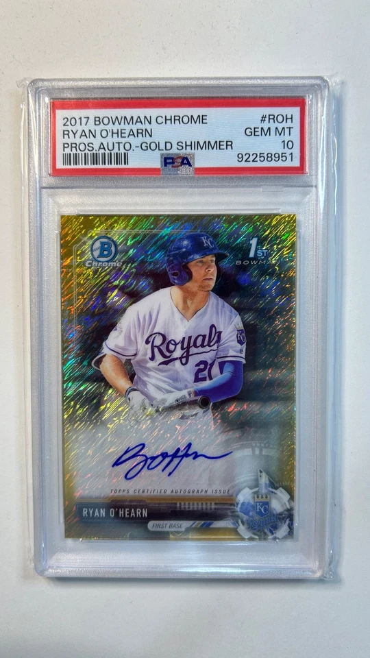 Ryan O'Hearn 2017 Bowman Chrome 1st Prospect Autograph Gold Shimmer /50 PSA 10 - Image 1 of 2