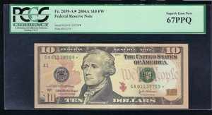 AC $10 2004A Boston Star PCGS 67 PPQ FW GA-* Fr 2039-A* - Picture 1 of 2