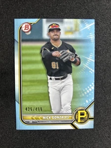 2022 Bowman Paper Nick Gonzales Sky Blue Border Parallel /499 Pittsburgh - Picture 1 of 2