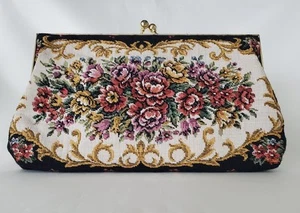 Vintage Petit Point Floral purse, needlepoint bag, evening bag - Picture 1 of 9