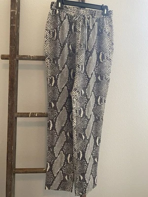 Diane Von Furstenberg Silk Snake Print Pants Sz4 Tall Elastic Waist Drawstring - Image 1 of 4