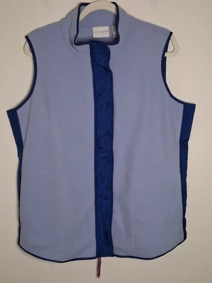 Sport Savvy Women's Size **L  Two-Tone Blue Fleece Vest Zip Snap Side Pockets  - Image 1 of 4