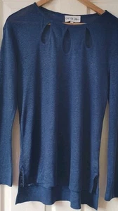 Leichtes Strick Leinen Schlüsselloch Top - Blau Small NEU - Bild 1 von 2