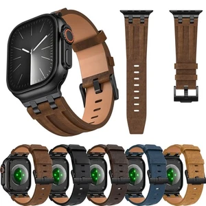 Metal Kits + Retro Leather Band for Apple Watch 11 10 9 8 7 SE 49mm Ultra 3 2 1 - Picture 1 of 23