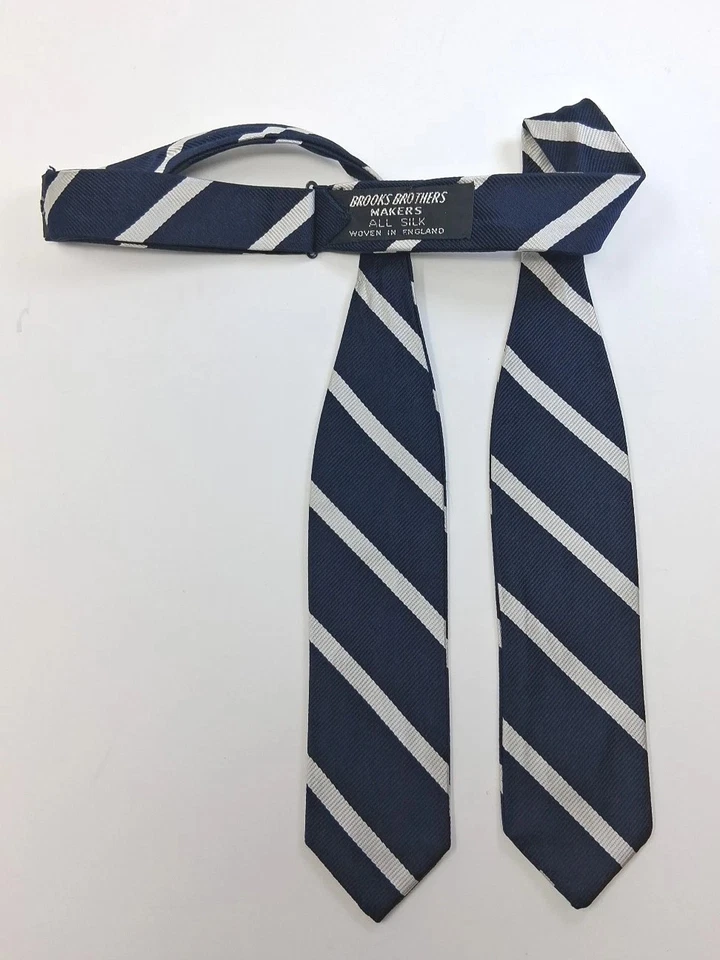 Brooks Brothers Arco de Seda Autoatado Ala de Murciélago Repp Rayas Azul Marino Gris Preppy Inglaterra Foto 1 de 4