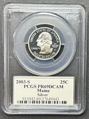 2003-S Silver Proof Maine Quarter PCGS PR-69 DCAM, Buy 3 Items, Get $5 Off!!! - Image 1 of 2